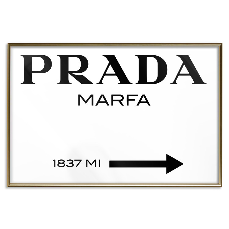 Poster Prada Marfa - black and white simple composition with texts and an arrow 116801 additionalImage 20