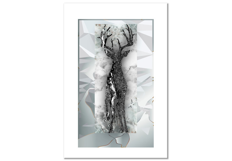 Canvas Art Print Deer in Glamour Light (1-part) - Blend of White and Gray 117001