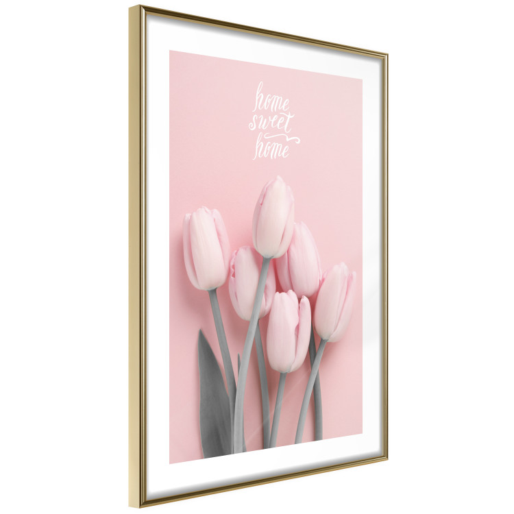 Wall Poster Six Tulips - pink spring flowers and inscriptions on a pastel background 117901 additionalImage 8