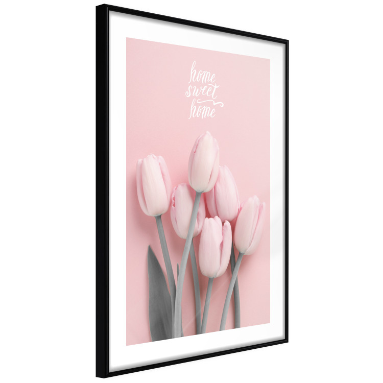 Wall Poster Six Tulips - pink spring flowers and inscriptions on a pastel background 117901 additionalImage 13