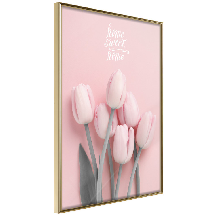 Wall Poster Six Tulips - pink spring flowers and inscriptions on a pastel background 117901 additionalImage 14