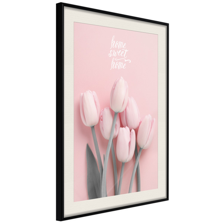 Wall Poster Six Tulips - pink spring flowers and inscriptions on a pastel background 117901 additionalImage 3