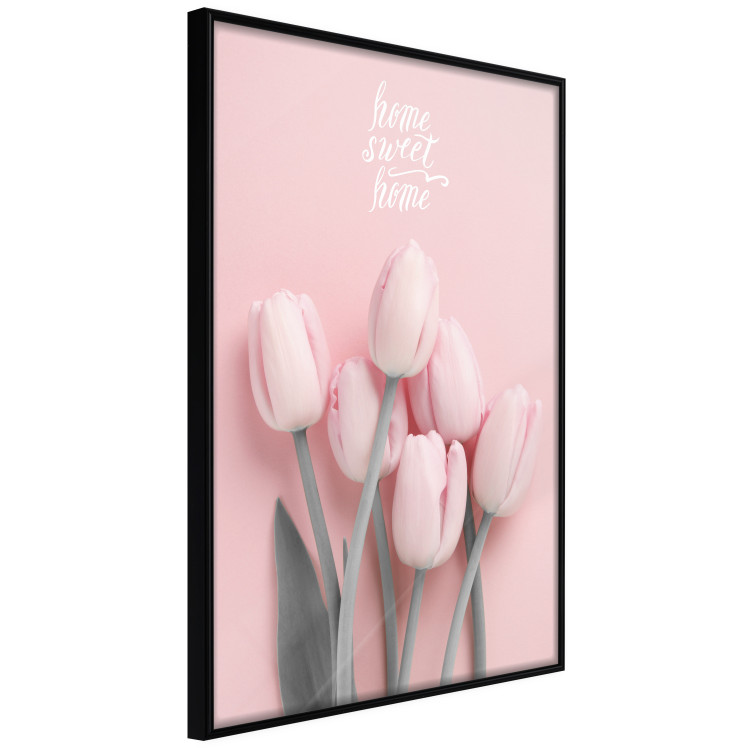 Wall Poster Six Tulips - pink spring flowers and inscriptions on a pastel background 117901 additionalImage 10