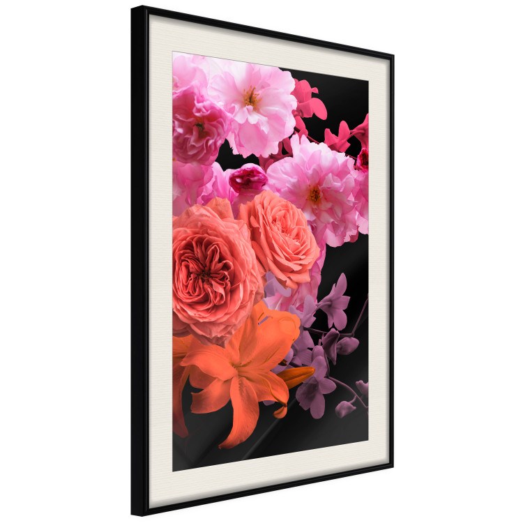 Poster Spring Breeze - botanical composition with pink flowers on a black background 118401 additionalImage 3