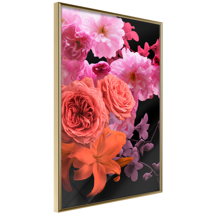 Poster Spring Breeze - botanical composition with pink flowers on a black background 118401 additionalImage 14