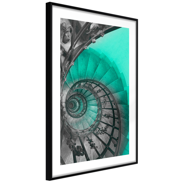 Wall Poster Twisted Stairs - abstraction with architecture in turquoise-gray tones 118501 additionalImage 11