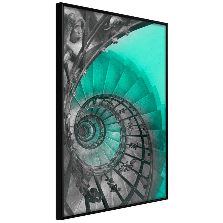Wall Poster Twisted Stairs - abstraction with architecture in turquoise-gray tones 118501 additionalImage 10