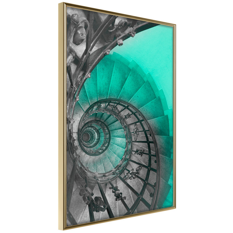 Wall Poster Twisted Stairs - abstraction with architecture in turquoise-gray tones 118501 additionalImage 12