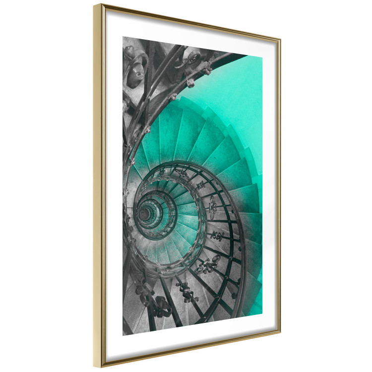 Wall Poster Twisted Stairs - abstraction with architecture in turquoise-gray tones 118501 additionalImage 6