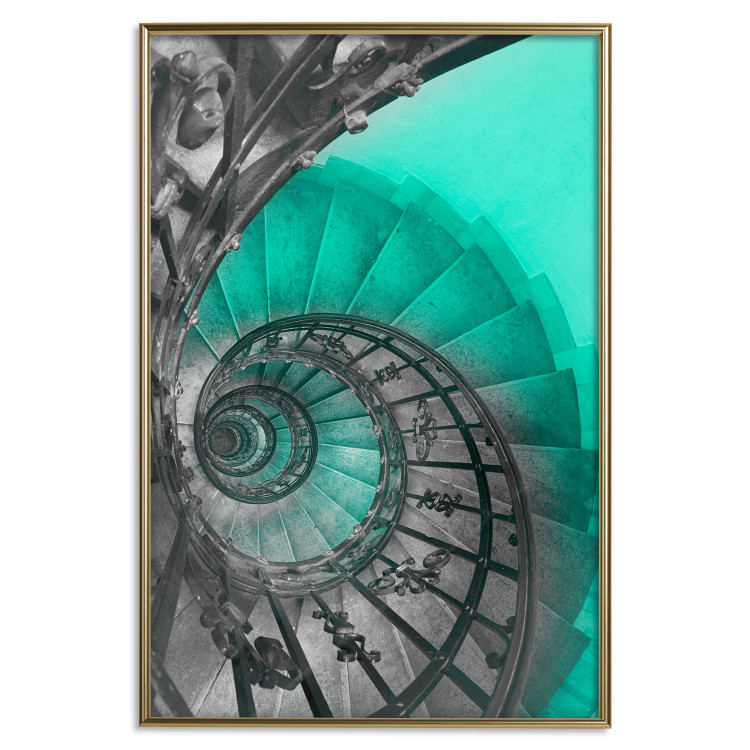 Wall Poster Twisted Stairs - abstraction with architecture in turquoise-gray tones 118501 additionalImage 19