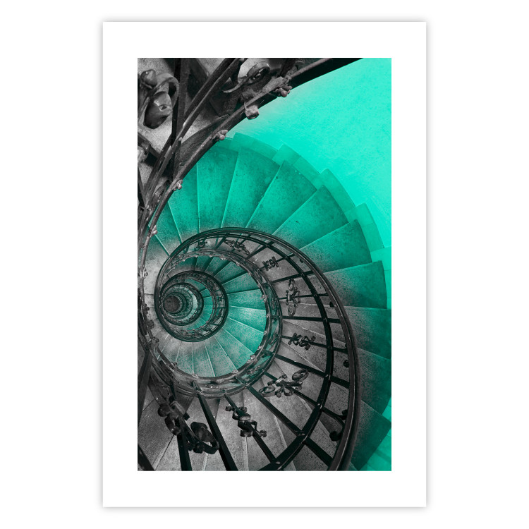 Wall Poster Twisted Stairs - abstraction with architecture in turquoise-gray tones 118501 additionalImage 18