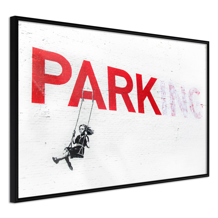 Wall Poster Park-ing - Banksy-style mural with a girl on a swing and text 119201 additionalImage 10