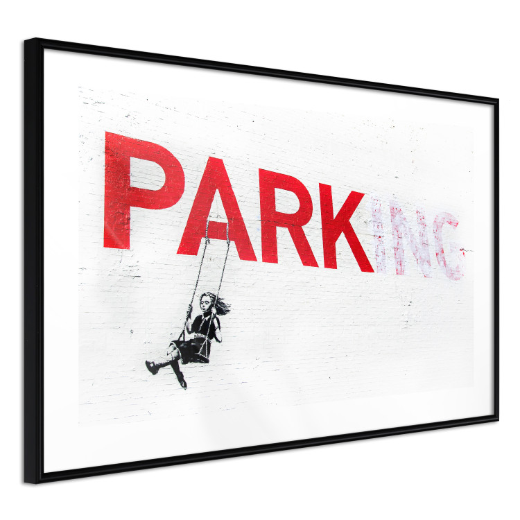 Wall Poster Park-ing - Banksy-style mural with a girl on a swing and text 119201 additionalImage 11