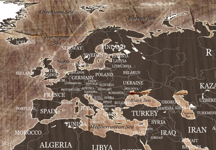 Canvas Art Print World Map: Wooden Mosaic (3 Parts) 122201 additionalImage 5