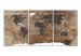 Canvas Art Print World Map: Wooden Mosaic (3 Parts) 122201