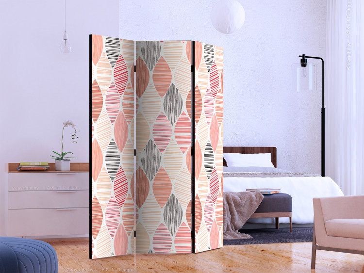 Room Divider Spring Leaves - striped geometric shapes in pastel colors 123001 additionalImage 2
