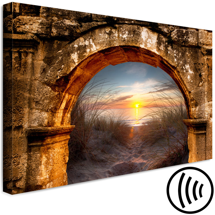 Canvas Print Sunset under the arcade - photograph with the sea, dunes and beach 124001 additionalImage 6