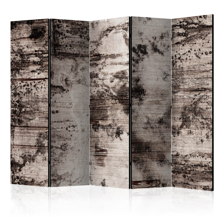 Room Separator Burnt Wood II (5-piece) - gray retro-style composition 124301