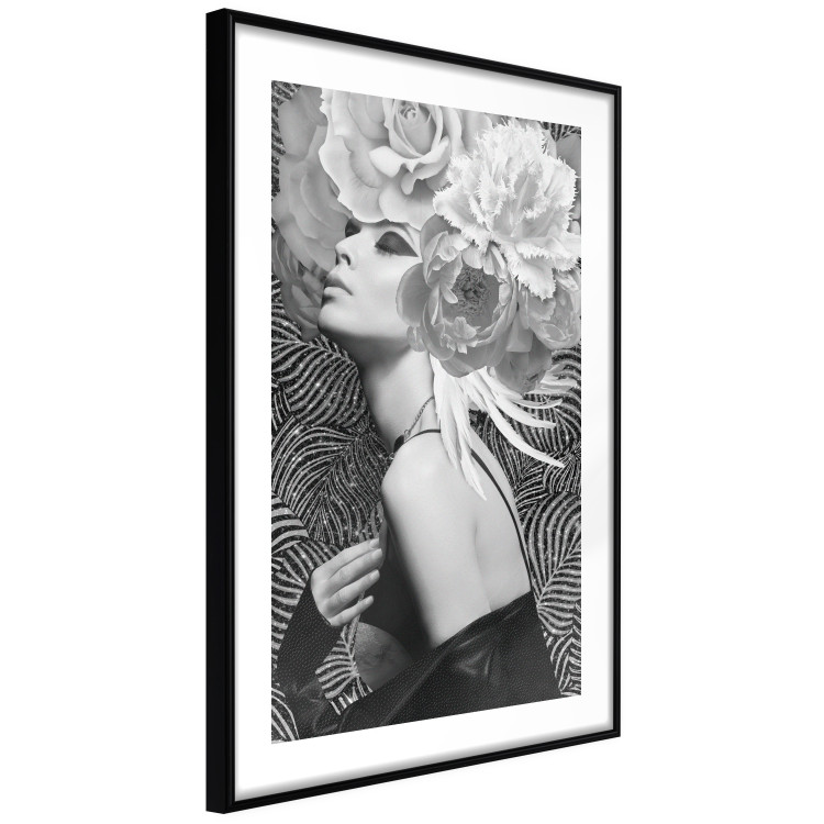 Poster Silver Princess - portrait of woman with flowers on abstract background 127901 additionalImage 8
