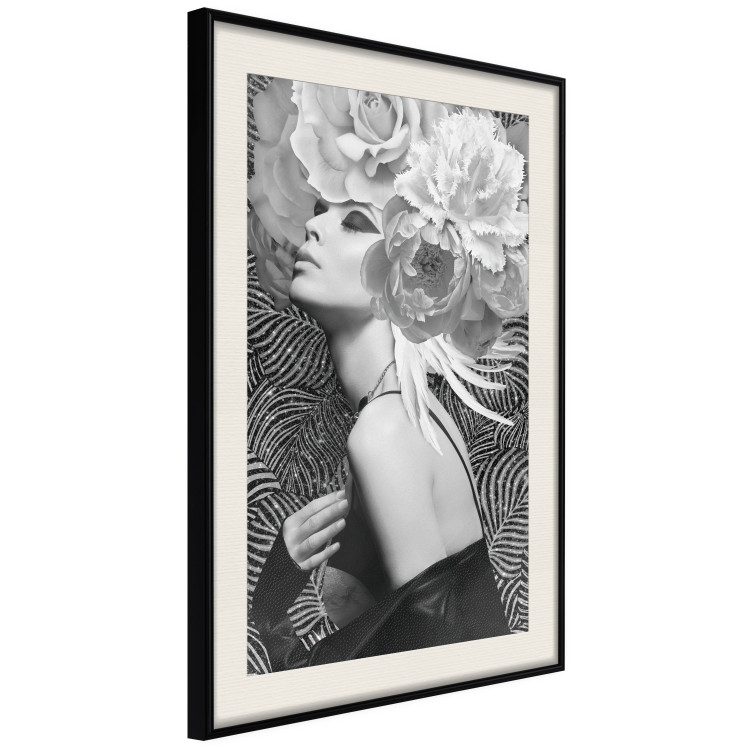 Poster Silver Princess - portrait of woman with flowers on abstract background 127901 additionalImage 2