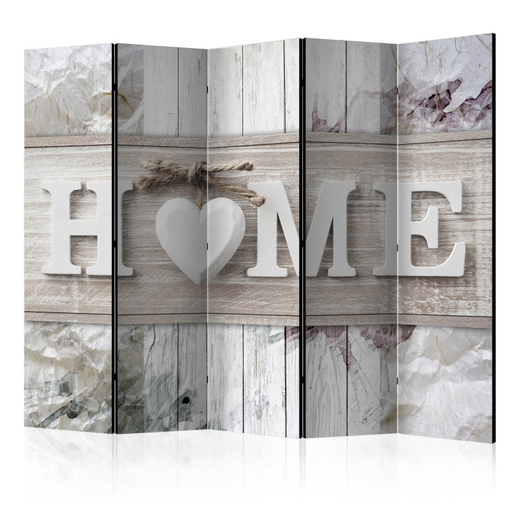 Room Separator Cozy Home (5-piece) - English text on a wooden background 128801