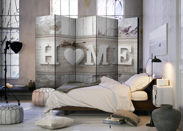 Room Separator Cozy Home (5-piece) - English text on a wooden background 128801 additionalImage 4