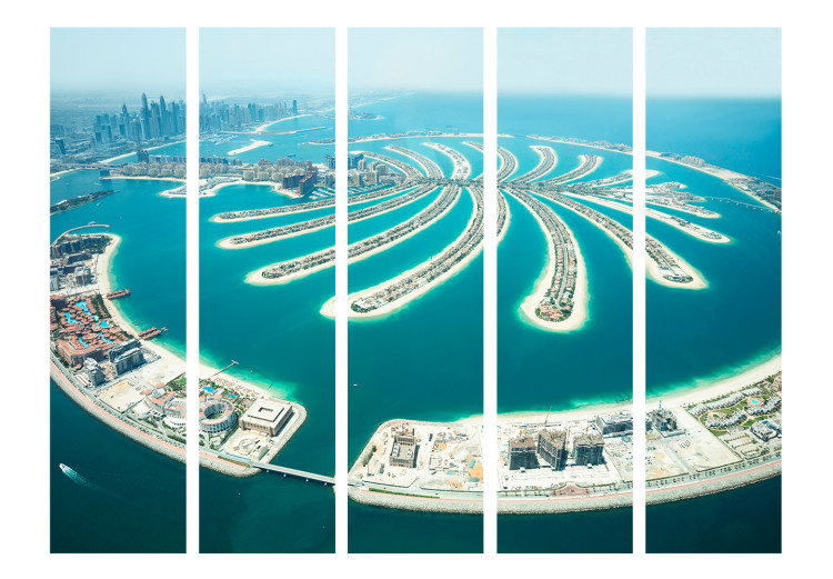 Room Divider Screen Dubai: Palm Island II (5-piece) - marine landscape from a bird's eye view 129001 additionalImage 3