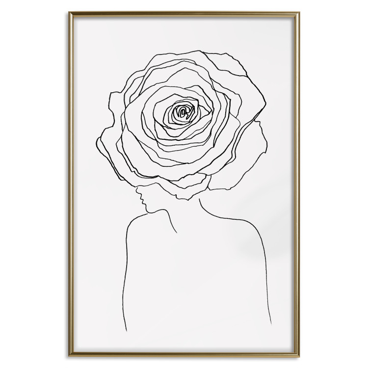 Poster Reversed Glance - black line art of a woman with flowers in her hair 132201 additionalImage 19