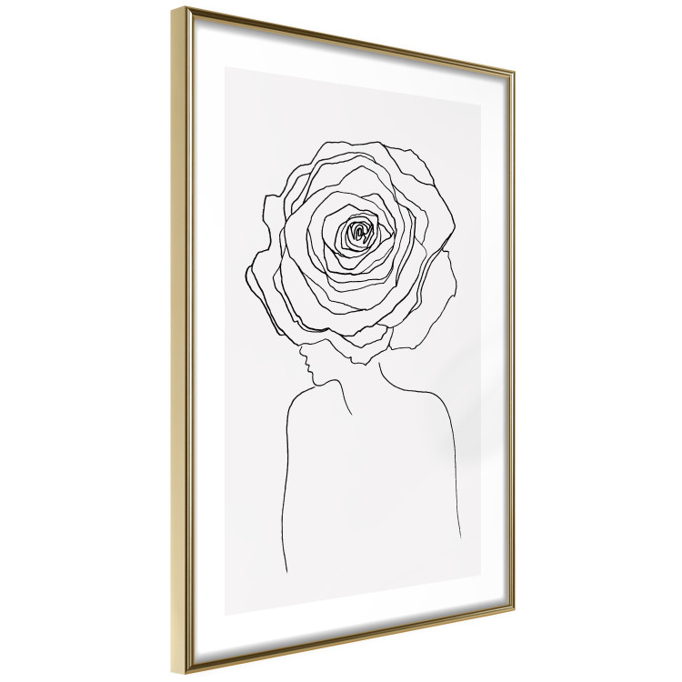 Poster Reversed Glance - black line art of a woman with flowers in her hair 132201 additionalImage 7