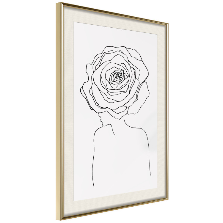 Poster Reversed Glance - black line art of a woman with flowers in her hair 132201 additionalImage 3