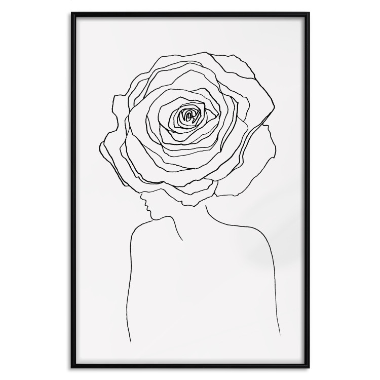 Poster Reversed Glance - black line art of a woman with flowers in her hair 132201 additionalImage 17