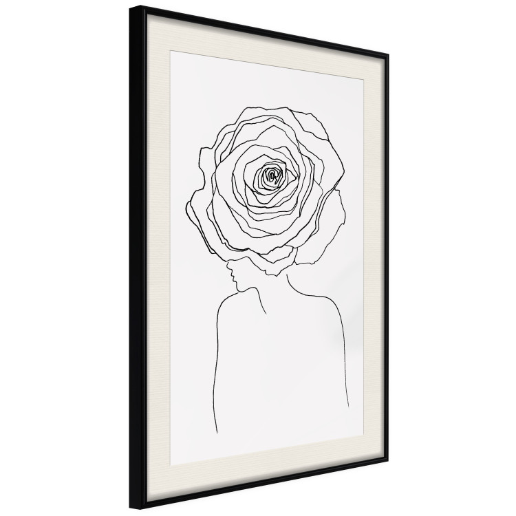 Poster Reversed Glance - black line art of a woman with flowers in her hair 132201 additionalImage 2