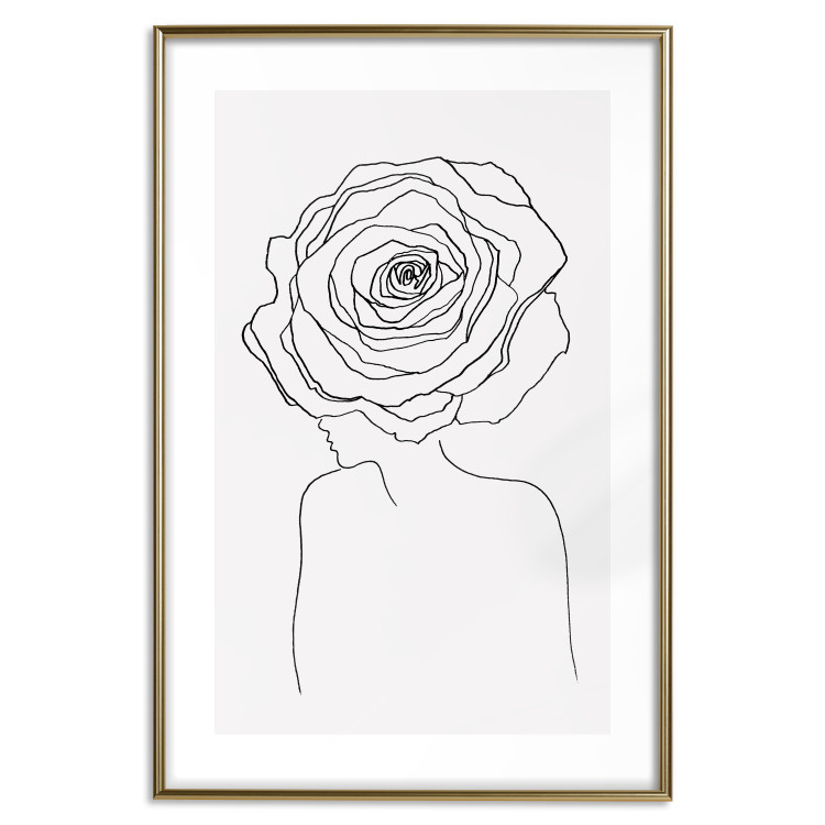 Poster Reversed Glance - black line art of a woman with flowers in her hair 132201 additionalImage 19