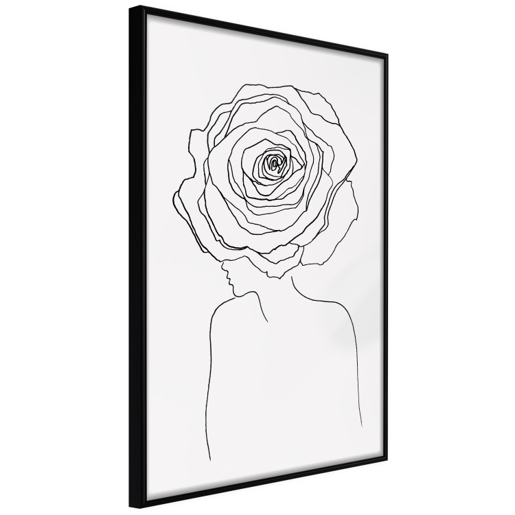 Poster Reversed Glance - black line art of a woman with flowers in her hair 132201 additionalImage 13