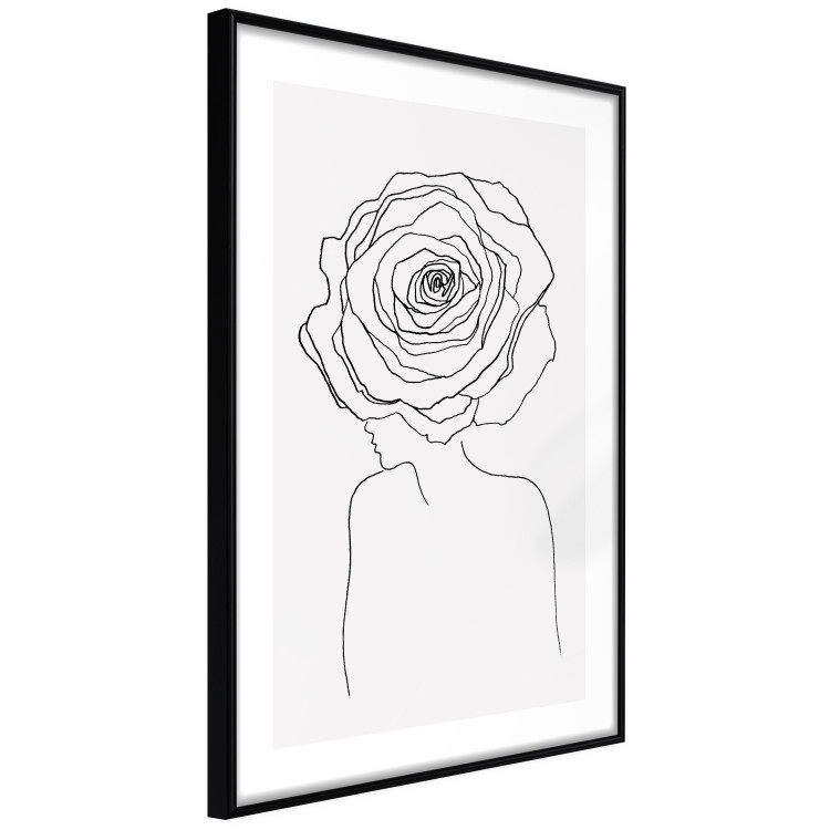 Poster Reversed Glance - black line art of a woman with flowers in her hair 132201 additionalImage 6