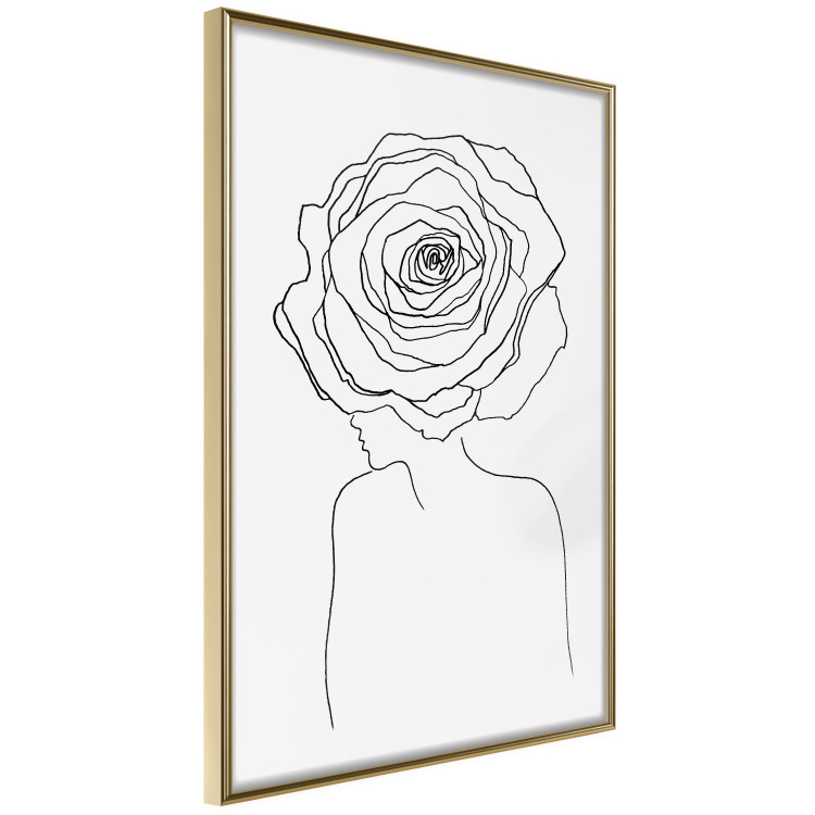 Poster Reversed Glance - black line art of a woman with flowers in her hair 132201 additionalImage 12