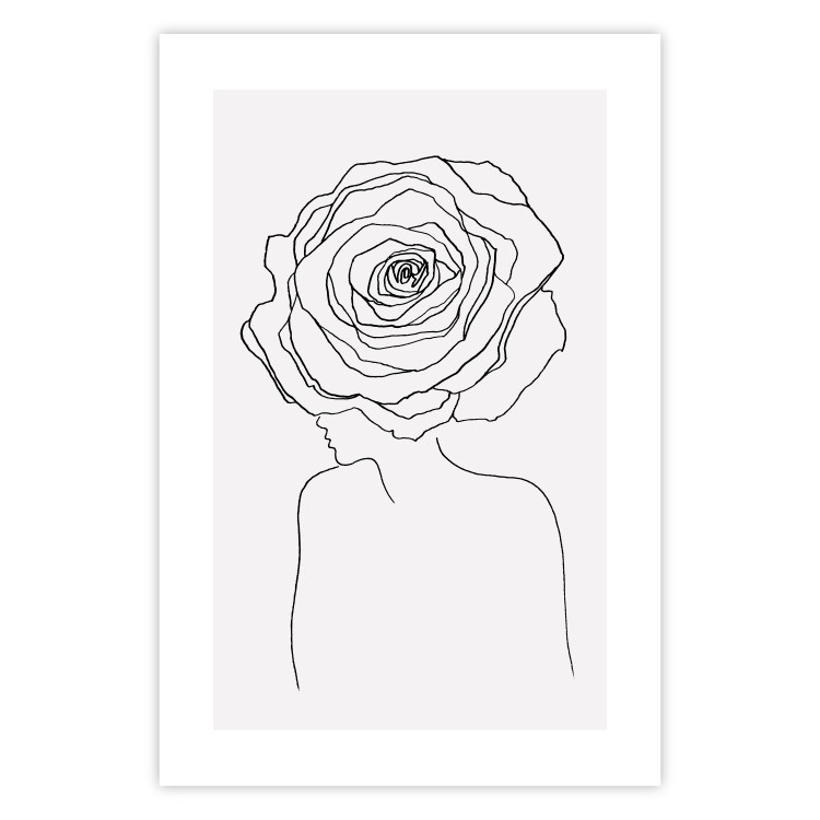Poster Reversed Glance - black line art of a woman with flowers in her hair 132201 additionalImage 18