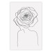 Poster Reversed Glance - black line art of a woman with flowers in her hair 132201