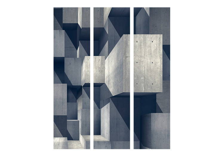 Room Divider Concrete City (3-piece) - geometric abstraction in gray 132601 additionalImage 3