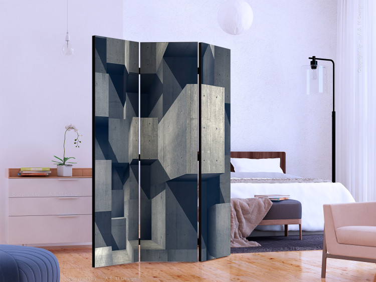 Room Divider Concrete City (3-piece) - geometric abstraction in gray 132601 additionalImage 2