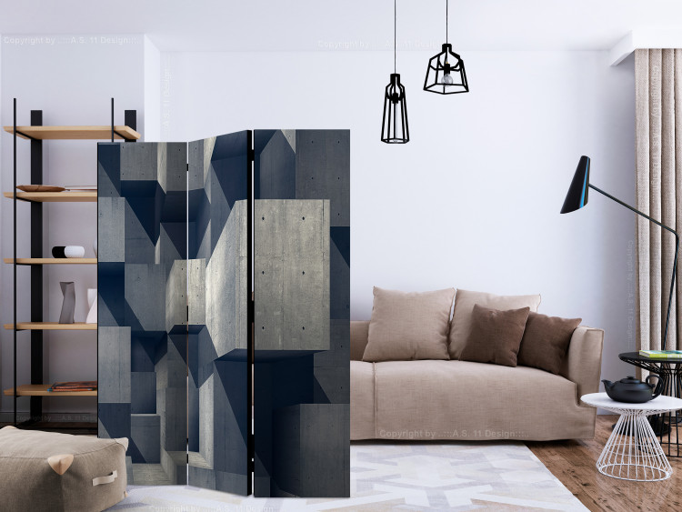 Room Divider Concrete City (3-piece) - geometric abstraction in gray 132601 additionalImage 4