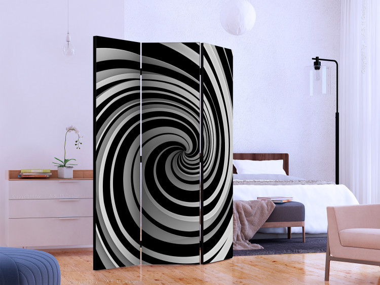 Room Separator Black and white swirl (3-piece) - black and white abstract swirl 132701 additionalImage 2