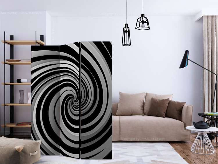 Room Separator Black and white swirl (3-piece) - black and white abstract swirl 132701 additionalImage 4