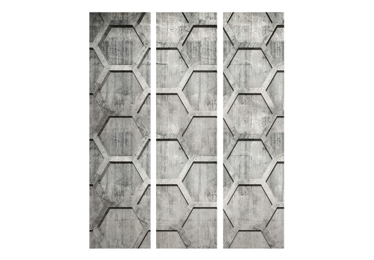 Room Divider Platinum Cubes (3-piece) - gray geometric pattern on concrete 132901 additionalImage 3