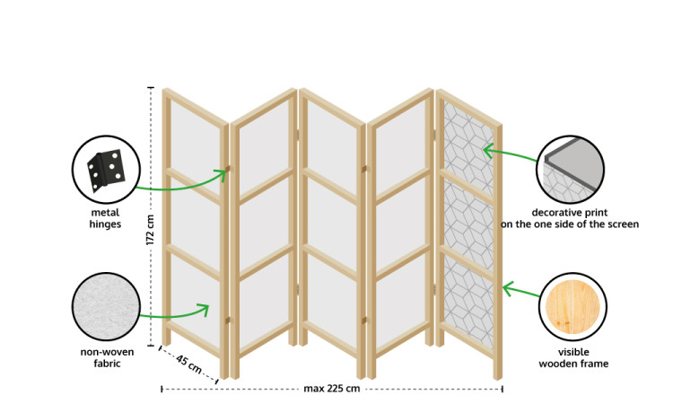 Room Divider Platinum Cubes (3-piece) - gray geometric pattern on concrete 132901 additionalImage 7