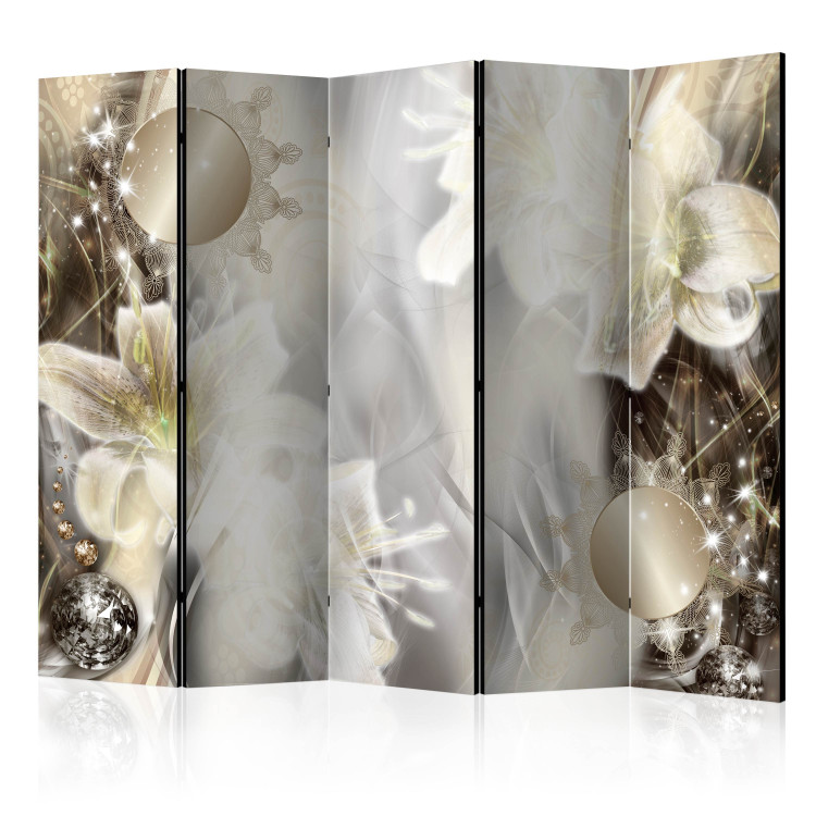 Room Divider Screen Royal Splendor II (5-piece) - abstraction in plants and crystals 133501
