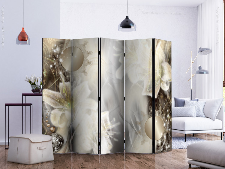 Room Divider Screen Royal Splendor II (5-piece) - abstraction in plants and crystals 133501 additionalImage 2
