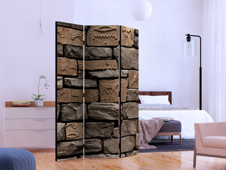 Room Divider Egyptian Stone - wall texture with stone bricks and carvings 133601 additionalImage 2