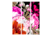 Room Divider Luxuriant Summer (3-piece) - composition of colorful flowers on a black background 134301 additionalThumb 3