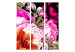 Room Divider Luxuriant Summer (3-piece) - composition of colorful flowers on a black background 134301 additionalThumb 7